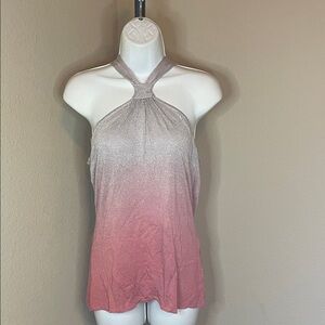 White House Black Market Pink and Gray Gradient Tank Top